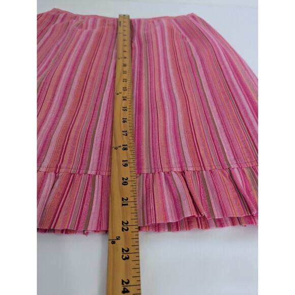 Talbots Womens Pink Stripe Ruffle Hem A Line Skirt Size 12 Coquette Preppy - Picture 8 of 8